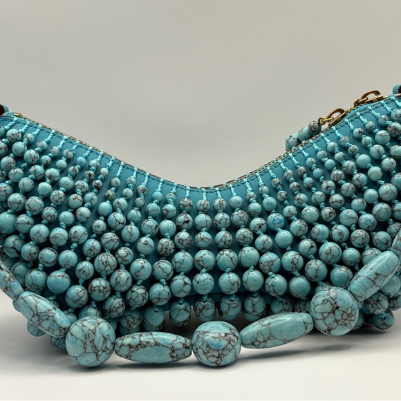 cult gaia Turquoise Mercier Clutch Multi-Bead Shoulder Clutch NWT - Picture 3 of 5